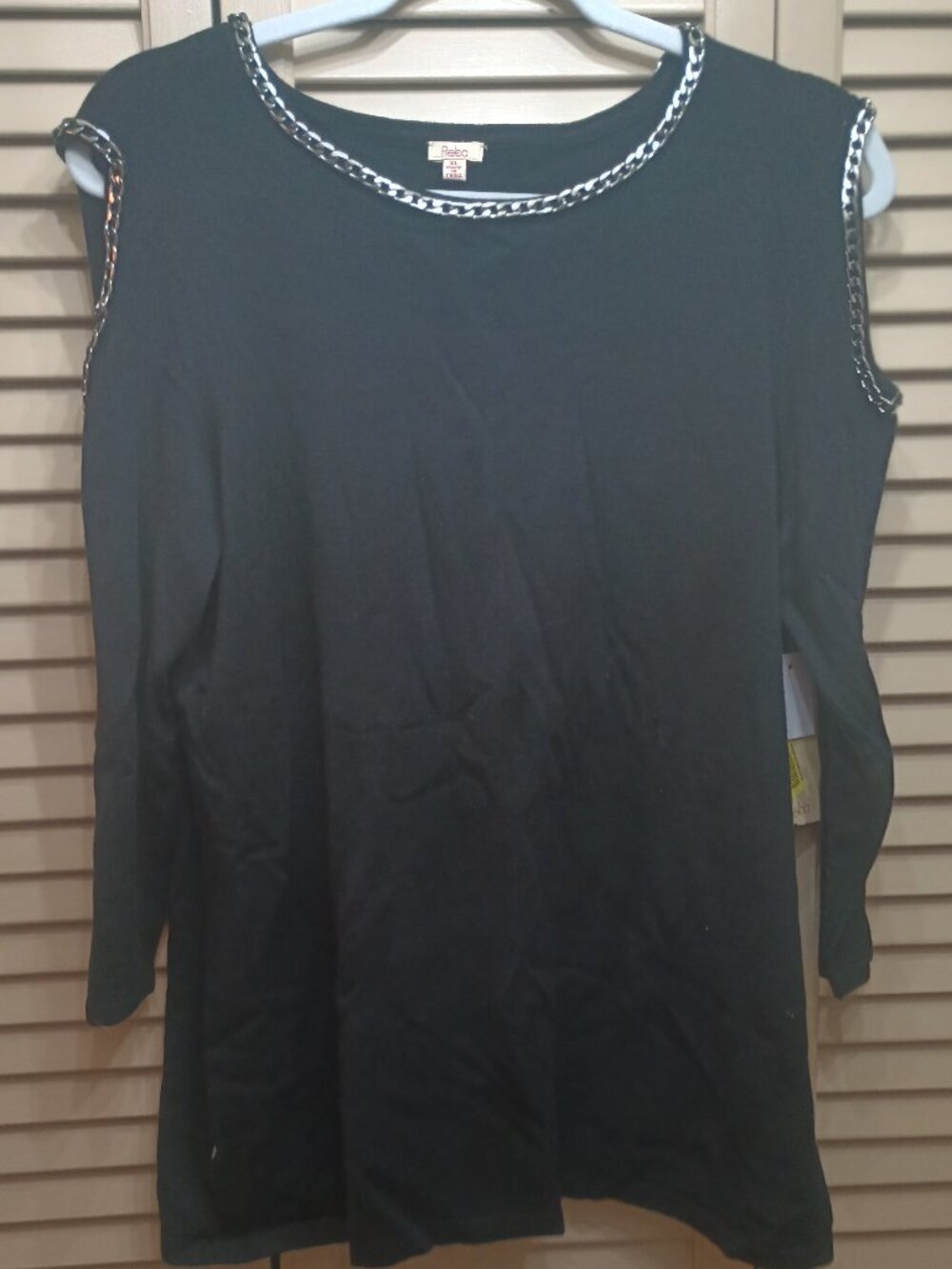 REBA Autumn Rose Black Open Cold Shoulder Long Sleeve Top XL